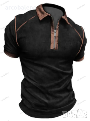 Мъжка поло риза с цип и ревер с къс ръкав, 6цвята , снимка 6 - Тениски - 44780947