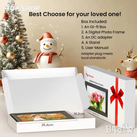 Цифрова фоторамка Frameo-10.1" WiFi IPS сензорен екран 1280 * 800,32GB, снимка 10 - Друга електроника - 49747817