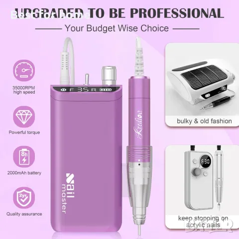 електрическа акумулаторна полипила за нокти, снимка 2 - Продукти за маникюр - 49891785