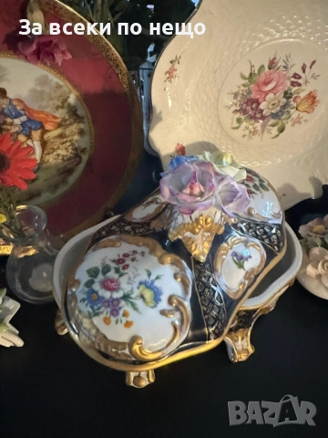 Dresden Porcelain RK Richard Klemm Germany  Circa 1904 Oval Footed Lidded Dresser Jewelry Код P1746, снимка 12 - Декорация за дома - 52980487