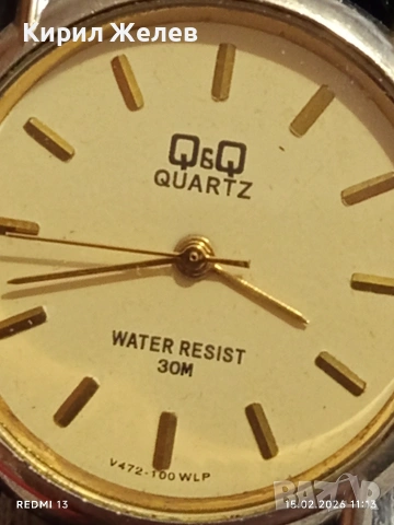Красив дамски часовник Q/Q QUARTZ с кожена каишка перфектно състояние 51828, снимка 4 - Дамски - 53482036