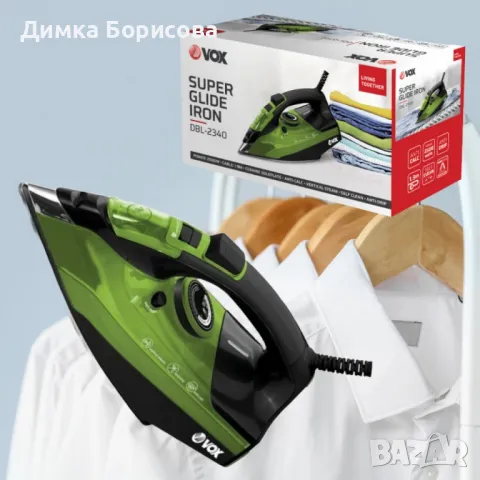 Парна ютия VOX DBL-2340, 2500W, Керамична плоча, Йонизация, кабел 1.9м, снимка 2 - Ютии - 49458745