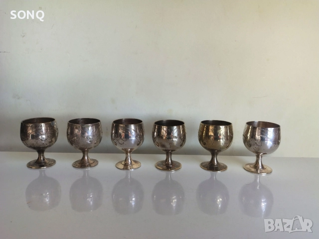 Прекрасен Комплект Стари Бронзови Чашки-EPNS, снимка 3 - Антикварни и старинни предмети - 52121312