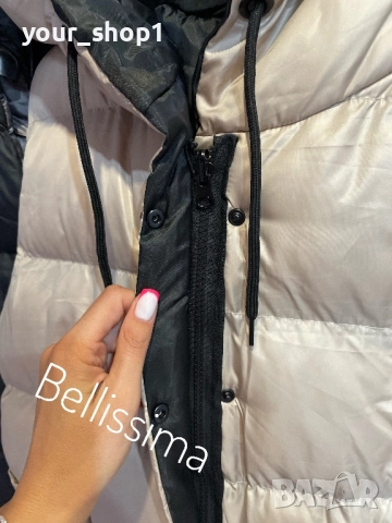 2 цвята дълга дамска грейка елек черно бежово , снимка 3 - Жилетки - 51516200