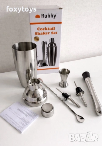 Нов комплект за коктейли - 6 части, шейкър, снимка 2 - Други - 53711093
