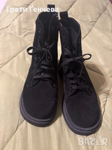 Дамски боти #38 естествен велур черни, снимка 2 - Дамски боти - 51939622