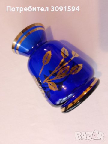 Синя и златна кристална стъклена ваза Бохемия, снимка 5 - Други ценни предмети - 41147891