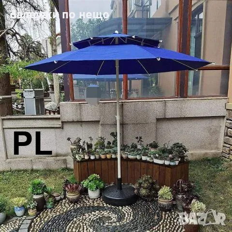 Градински Чадър С UV Защита С Ветроустойчива Клапа И Двоен Покрив – 220/220 см Код P591, снимка 5 - Градински мебели, декорация  - 50426836
