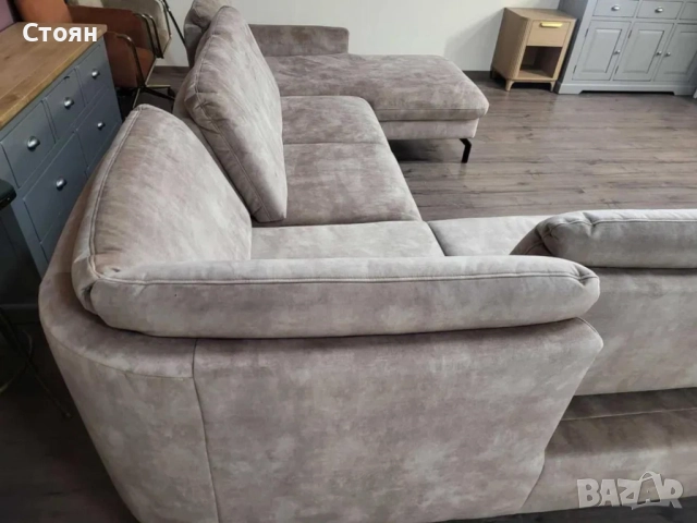 ПРОМОЦИЯ!!! Светло кафяв/бежов П-образен ъглов диван от плат LS701521, снимка 12 - Дивани и мека мебел - 52829466