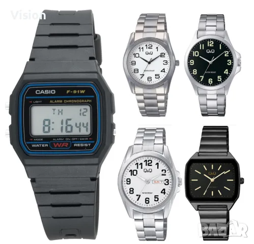 Оригинален Часовник Casio F-91W-1YER. Касио Ф91. Класически Модели Q&Q Ретро Vintage Casio F91W