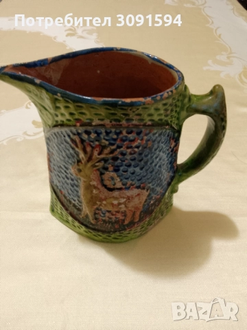 МНОГО РЯДКА СТАРА КЕРАМИЧНА КАНА С ФИГУРА ПОДПИСАНА, снимка 13 - Антикварни и старинни предмети - 51830961