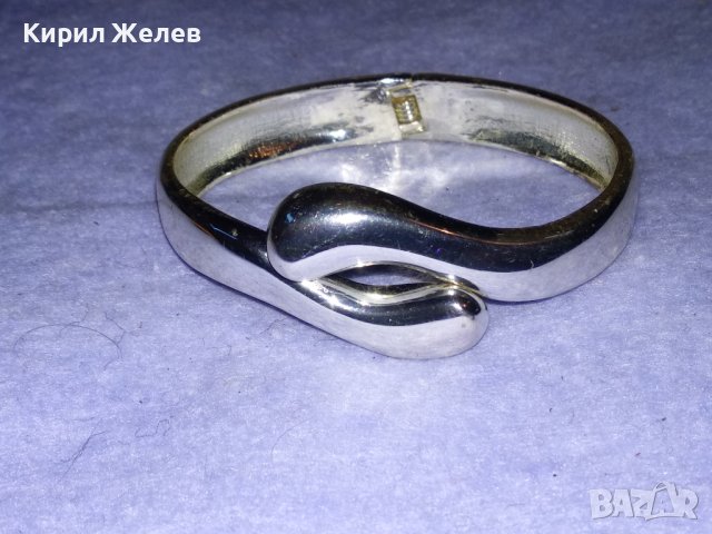 СРЕБРИСТА ХРОМИРАНА ВИНТИДЖ - АРТ ФИГУРАЛНА ЗМИЕВИДНА МЕСИНГОВА АРТ ГРИВНА 26609, снимка 4 - Гривни - 41267195