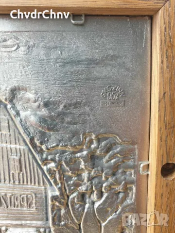 23х19см/калай SKS/малка немска колекционерска метална картина/пожарна/дървена рамка, снимка 4 - Колекции - 47142410