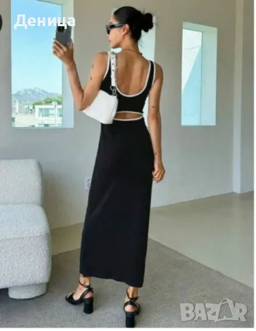 Атрактивна дамска рокля в черно с изрязан гръб размер Л, снимка 2 - Рокли - 49275225