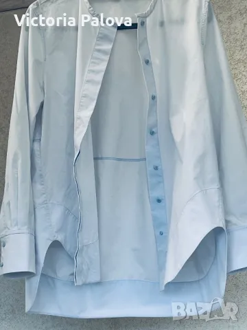 COS Швеция плътна небесносиня риза овърсайз, снимка 3 - Ризи - 47362363