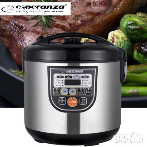 Мултикукър Esperanza, 860W, 5 литра, 11 Програми, Инокс, 2 ГОДИНИ ГАРАНЦИЯ, снимка 15 - Мултикукъри - 53029274