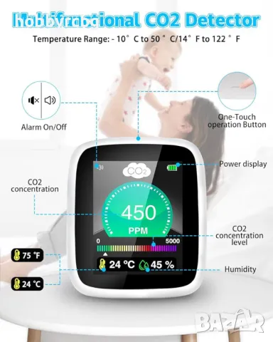 DM1308, Мини монитор за качеството на въздуха CO2, влага и температура, снимка 2 - Друга електроника - 47879854