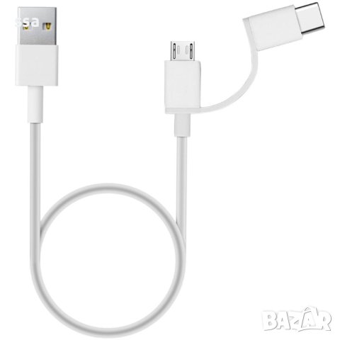 XIAOMI Mi 2in1 кабел USB (А) - micro USB / Type C, 100см - SJV4082TY, снимка 7 - USB кабели - 41364095