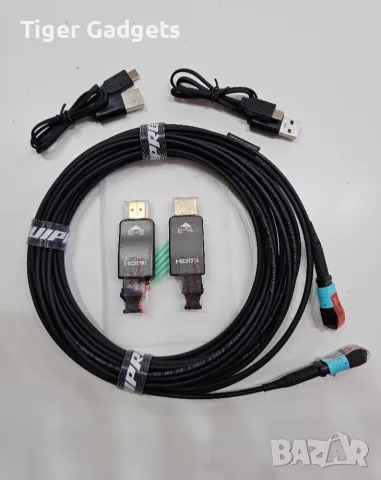 RUIPRO HDMI 2.1 8K 10m GEN4AK – оптичен кабел 48Gbps, 8K@60Hz, 4K@120Hz, сменяеми конектори, снимка 2 - Кабели и адаптери - 56085556