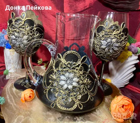 Сервиз за вино ръчна изработка 
