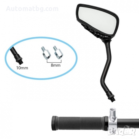 Комплект огледала за мотоциклет Automat, Универсални огледала, 8мм, 10мм, Черни, 2бр, снимка 3 - Аксесоари и консумативи - 36111850