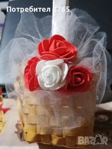 Кошничка за сватба,за късмети или за хорото на булката или др., снимка 2 - Декорация - 52837694