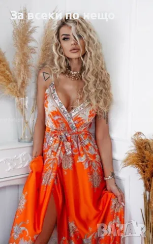 Дамска Дълга Ефирна Рокля - Налични Различни Цветове Код A595, снимка 6 - Рокли - 50370893