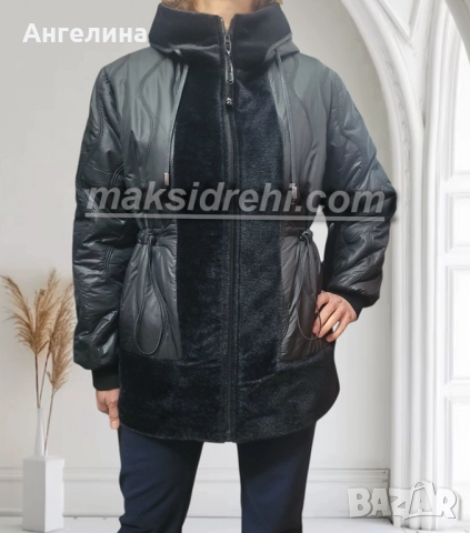 Елегантно дамско зимно палто в черно.