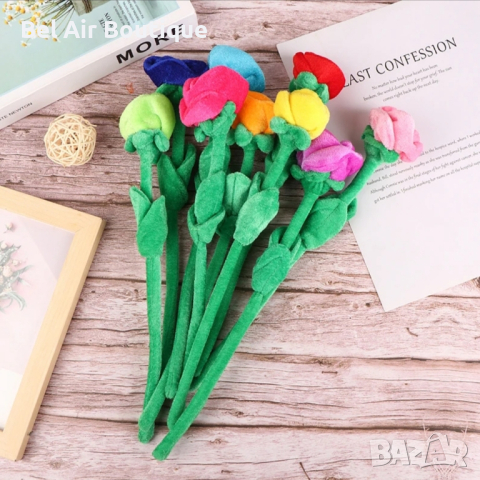 Плюшена роза, букет от рози, подарък за жена 