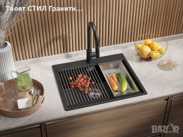 НАй-добрата мивка Кухненска Мивка от гранит модел Осло XL 500 x 580 Графит, снимка 4 - Други - 38029885