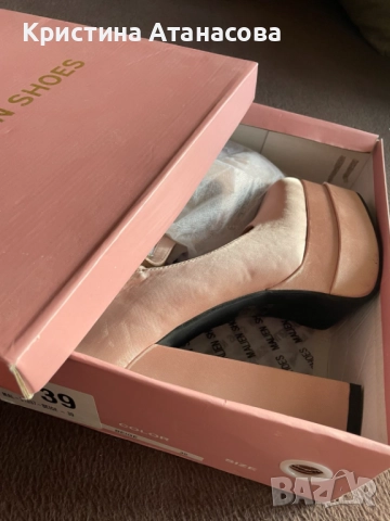 👠 Дамски обувки пудра - сатен 💎, снимка 3 - Дамски обувки на ток - 52110946
