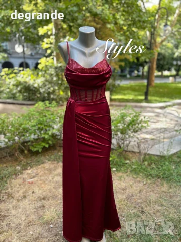 Сатенена дамска рокля в цвят Циклама и Черно, снимка 4 - Рокли - 51322628