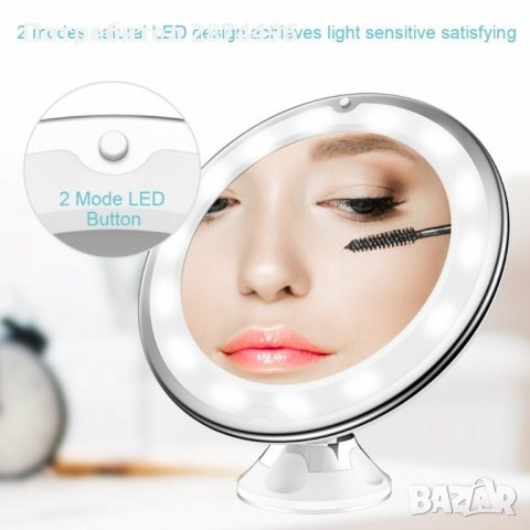 2234 Огледало за грим с LED светлина и увеличение 10Х, снимка 9 - Козметика за лице - 35787137