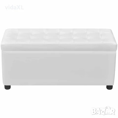 vidaXL Табуретка-ракла тип отоманка, изкуствена кожа, бяла, снимка 3 - Ракли - 56146285