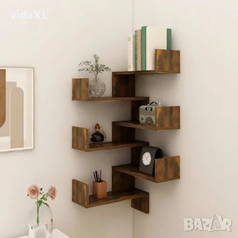 vidaXL Стенен ъглов рафт 2 бр опушен дъб 40x40x50 см инженерно дърво（SKU: 815205）, снимка 2 - Етажерки - 56089400