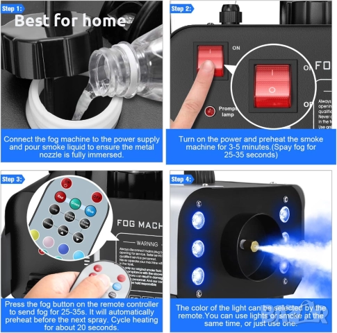 UKing 1200 W RGB машина за мъгла за външна употреба с 6 контролируеми цветни светлини , снимка 4 - Друга електроника - 51759604