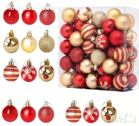 Комплект от 100 коледни топки многоцветни 3 стила , снимка 4 - Декорация за дома - 52193474