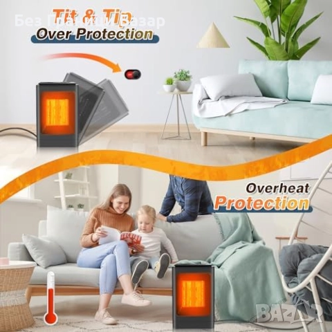 Нов тих Керамичен вентилаторен отоплител 750/1500W Печка Духалка стая, снимка 3 - Отоплителни печки - 52581527