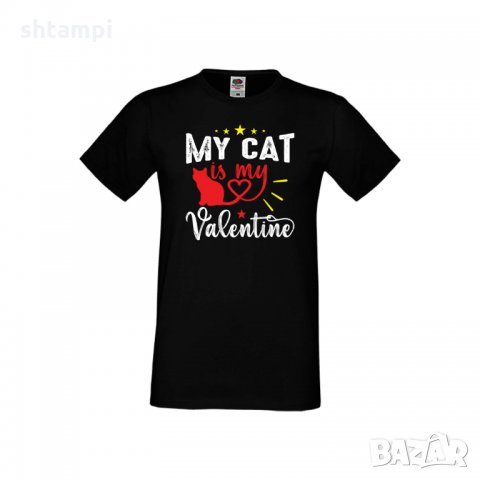 Мъжка тениска Свети Валентин My Cat Is My Valentine 1, снимка 4 - Тениски - 35715778