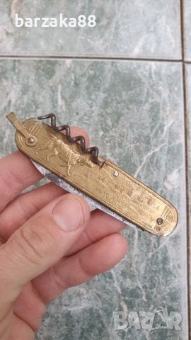 Старо френско месингово Ножче Ножк с Ловен мотив, снимка 3 - Колекции - 53639560