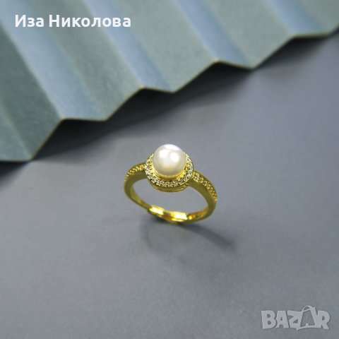 Комплект пръстен, обици и колие с перли, снимка 3 - Бижутерийни комплекти - 41906949