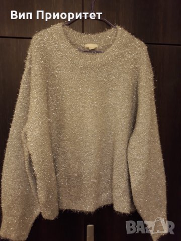 сребриста ефектна топла блуза с дълъг ръкав моден бранд , снимка 2 - Блузи с дълъг ръкав и пуловери - 35956272