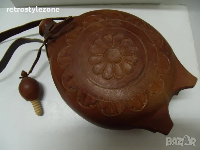 № 7856 стара дървена бъклица  - орнаменти - дърворезба , снимка 3 - Други ценни предмети - 48884269