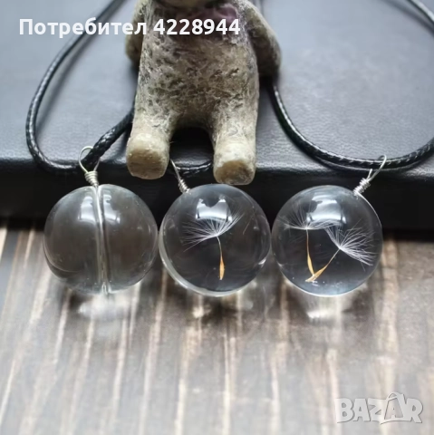 ✨ Минималистично колие с истински 1, 2 или 3 глухарчета, снимка 3 - Колиета, медальони, синджири - 51997216