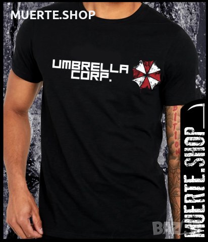 Черна тениска с щампа UMBRELLA CORP