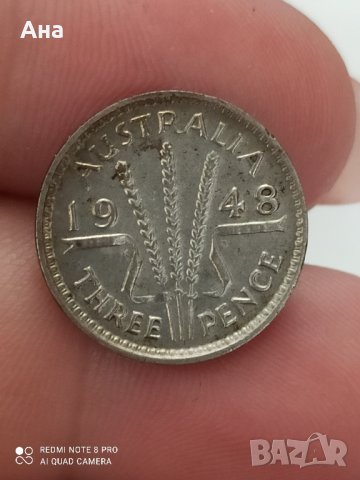 3 пенса Австралия 1948 г сребро

