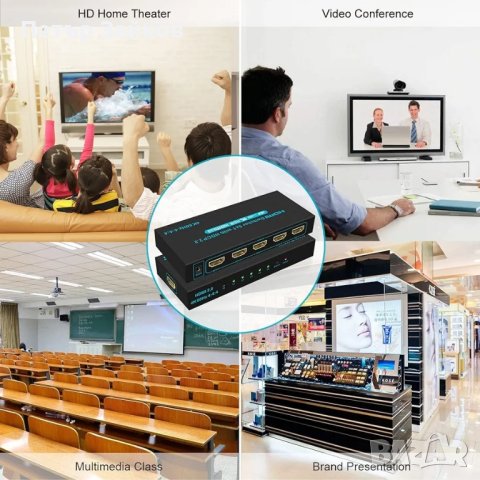 4K @60Hz 5x1 HDMI селекторен превключвател 5 порта HDR IR дистанционно, снимка 6 - Друга електроника - 42656391