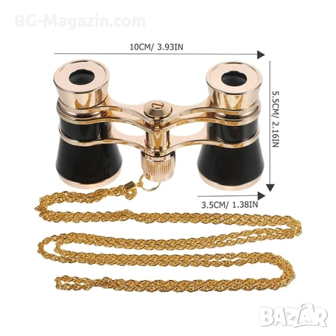 Луксозен театрален бинокъл 3×25 черен с верижка за театър опера концерти балет подарък реквизит, снимка 12 - Други ценни предмети - 50931271