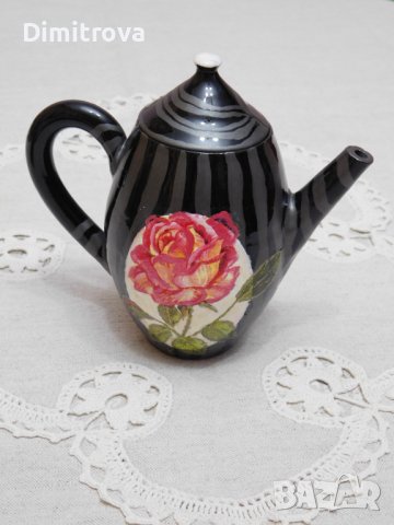 Ръчно рисуван керамичен комплект за кафе., снимка 7 - Сервизи - 42263082