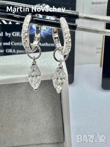 Сребърни обеци с мойсанит (Диамант) 0.5 карата, снимка 1